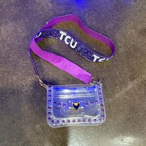TCU Transparent Purple Studded Crossbody Bag